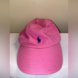 Polo Ralph Lauren pink baseball hat . Adjustable brown leather strap